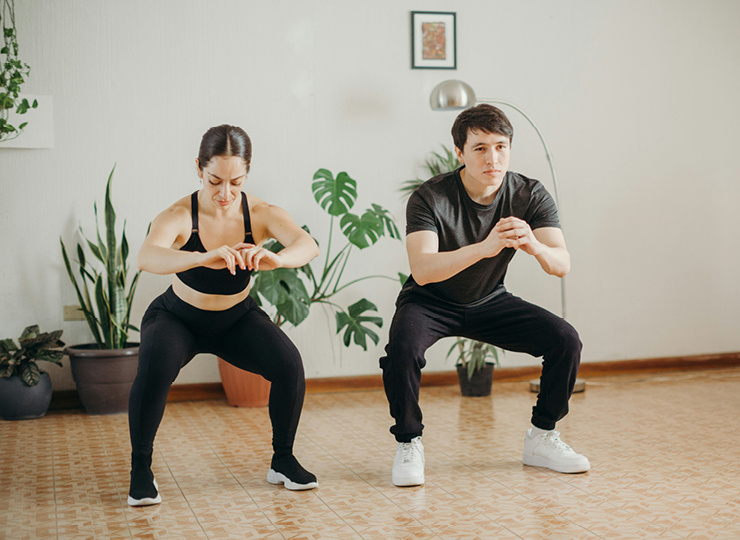 people working out at home