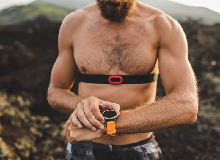 person wearing chest strap