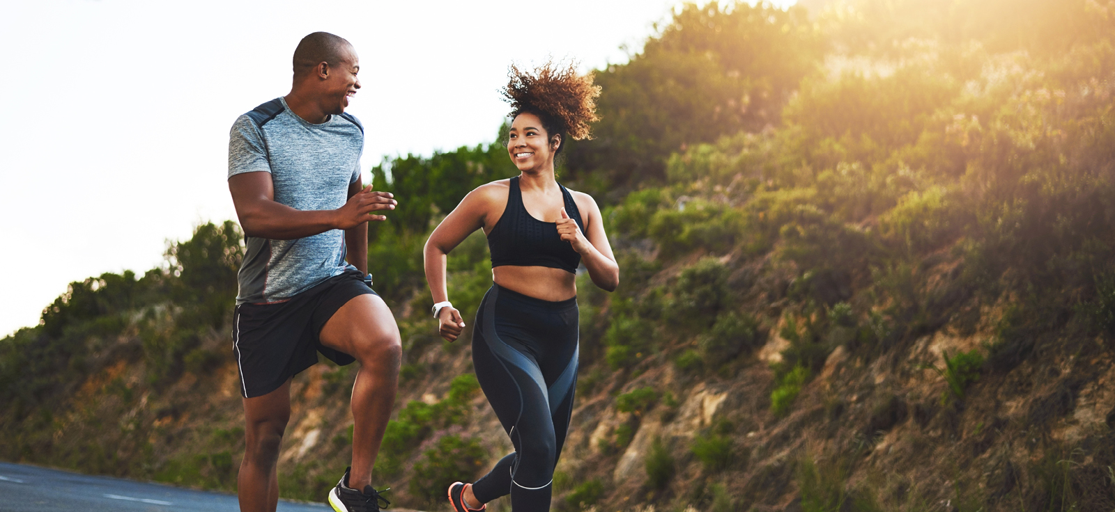 stress free people jogging