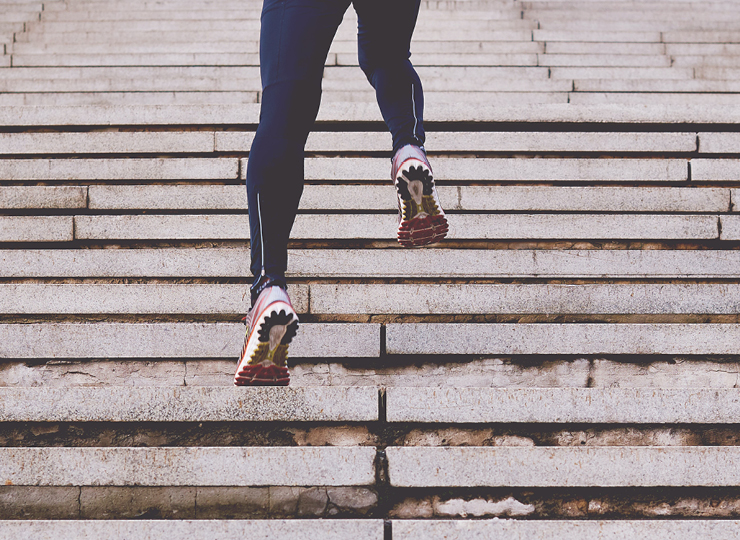 Person climbing stairs
