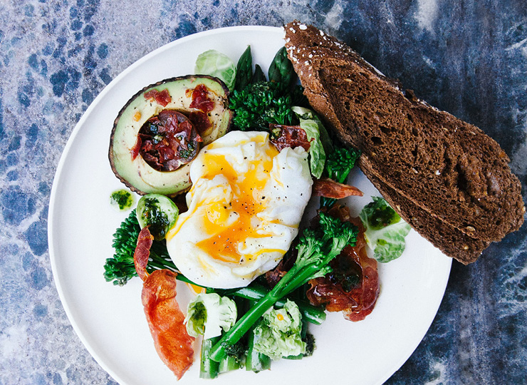 Eggs Avocadoes Vegetables Bread