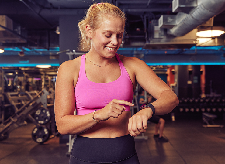 Woman checking her smart watch
