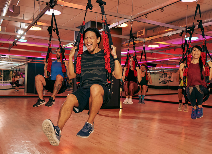 Aerial Group fitness activity