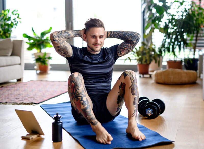 man doing yoga