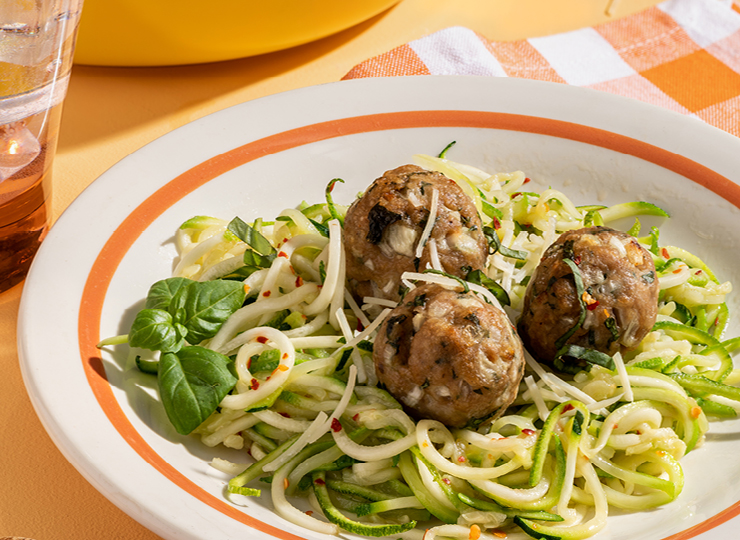 Turkey meatballs with garlic zucchini noodles