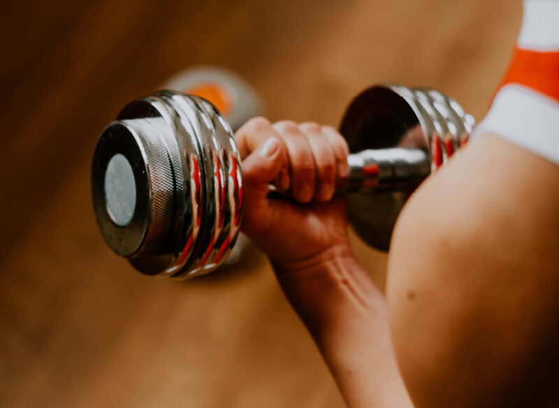 person with a dumbbell